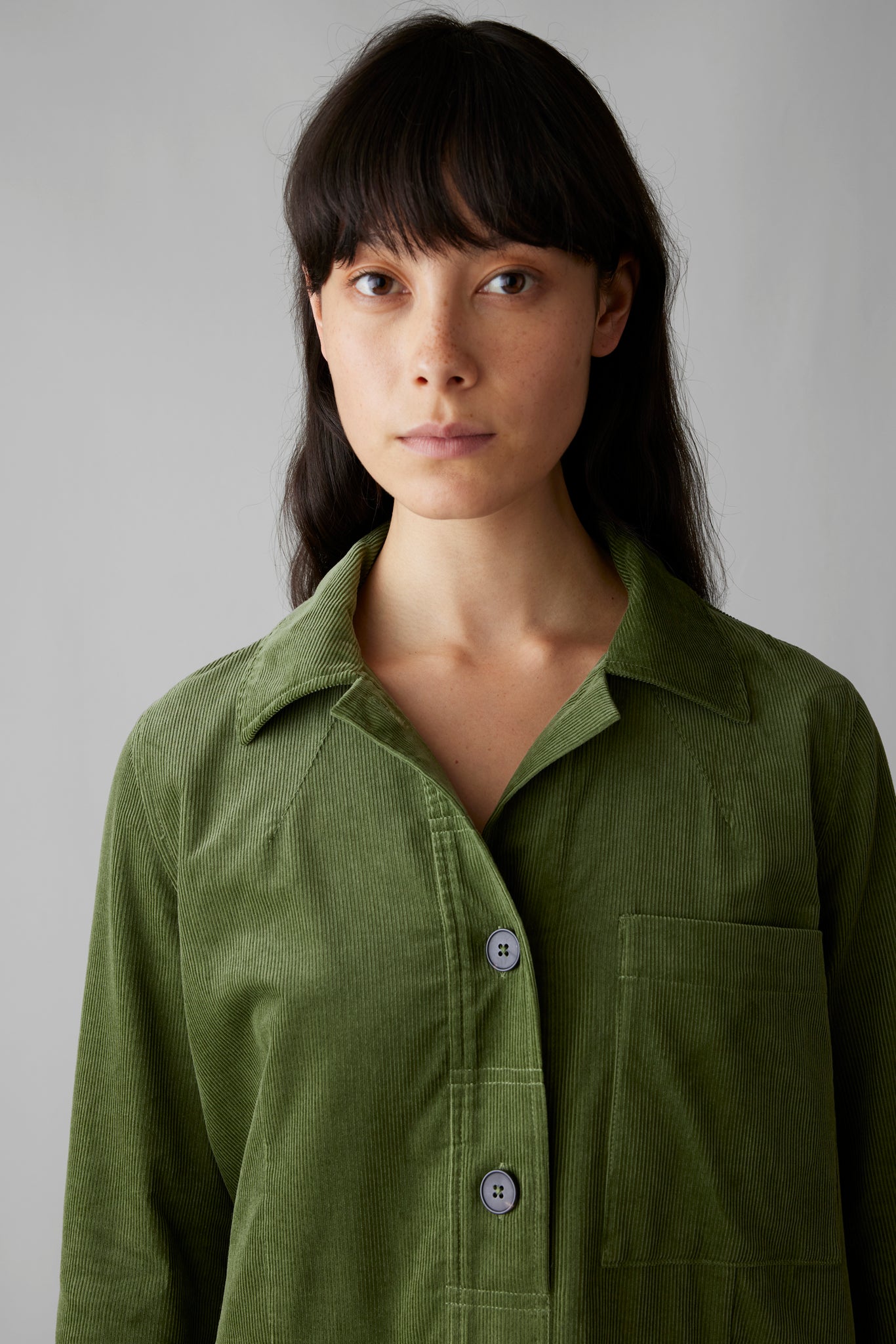 Open Collar Needlecord Shirt Dress, Propagator Green