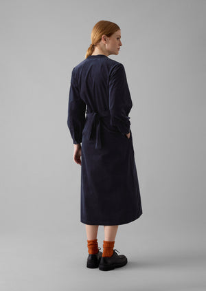 Organic Needlecord Wrap Dress | Navy