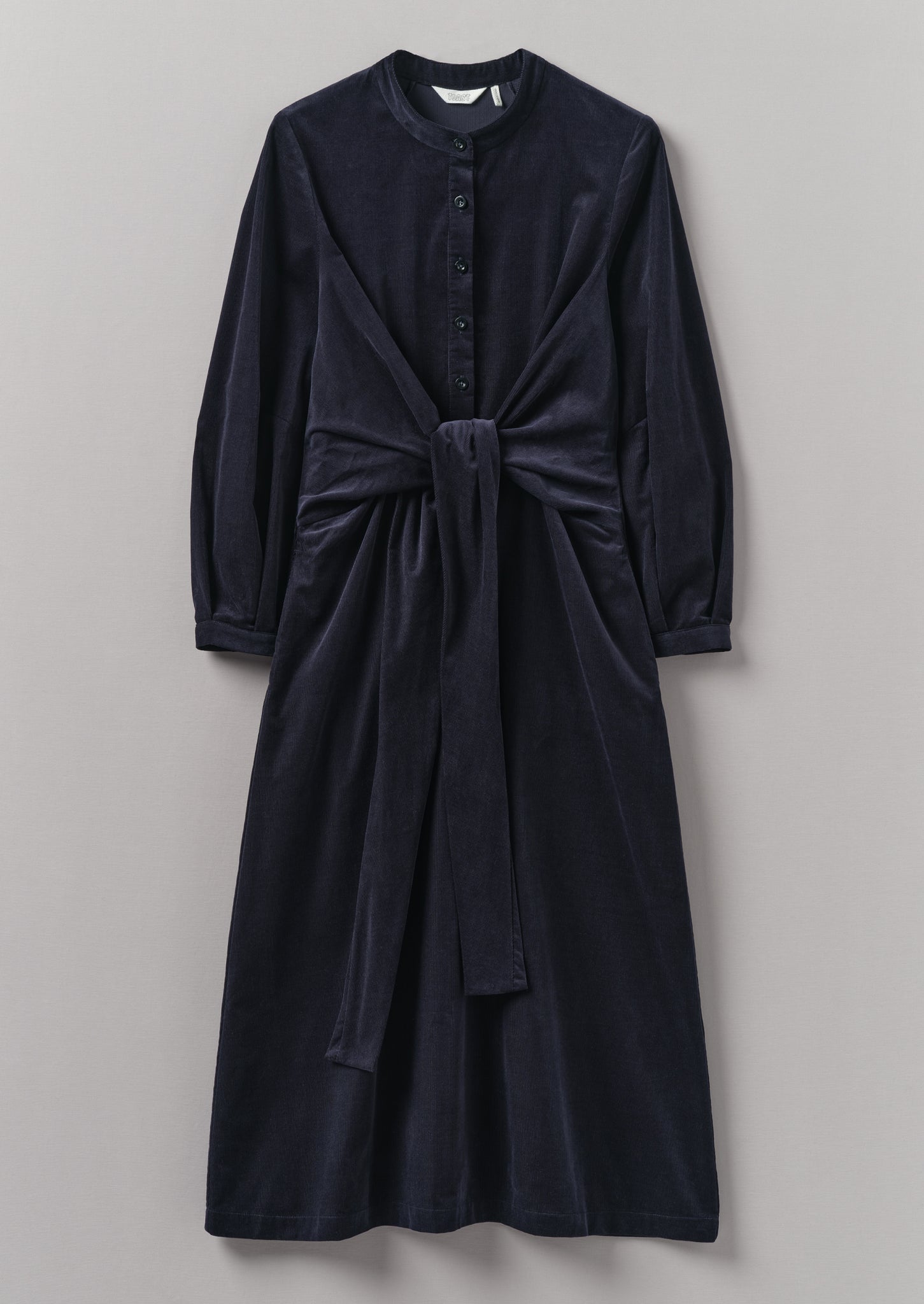 Organic Needlecord Wrap Dress | Navy