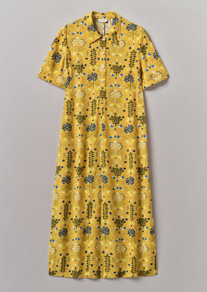 Collector Print Fluid Shirt Dress | Golden Ochre
