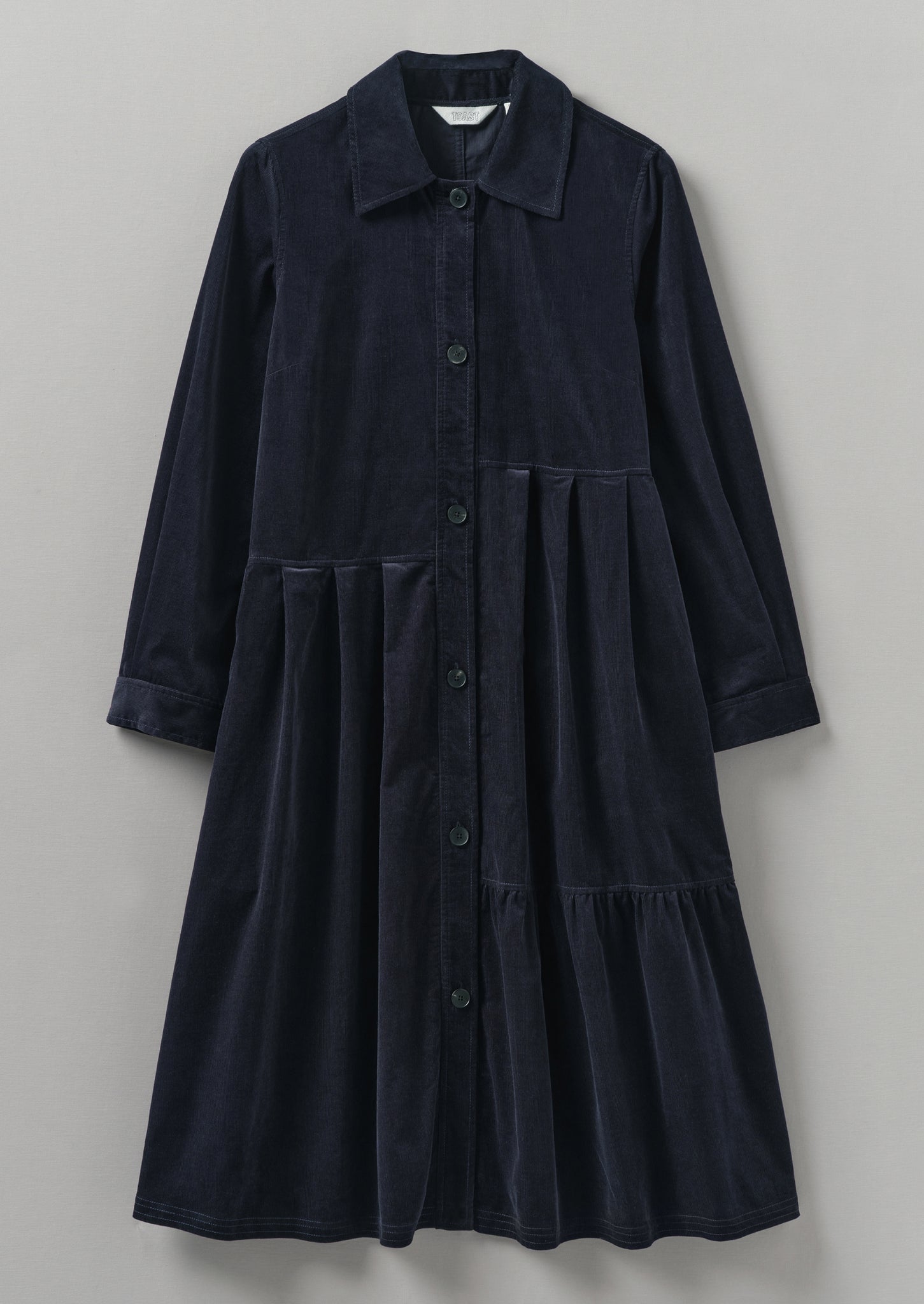 Panelled Organic Needlecord Dress | Navy