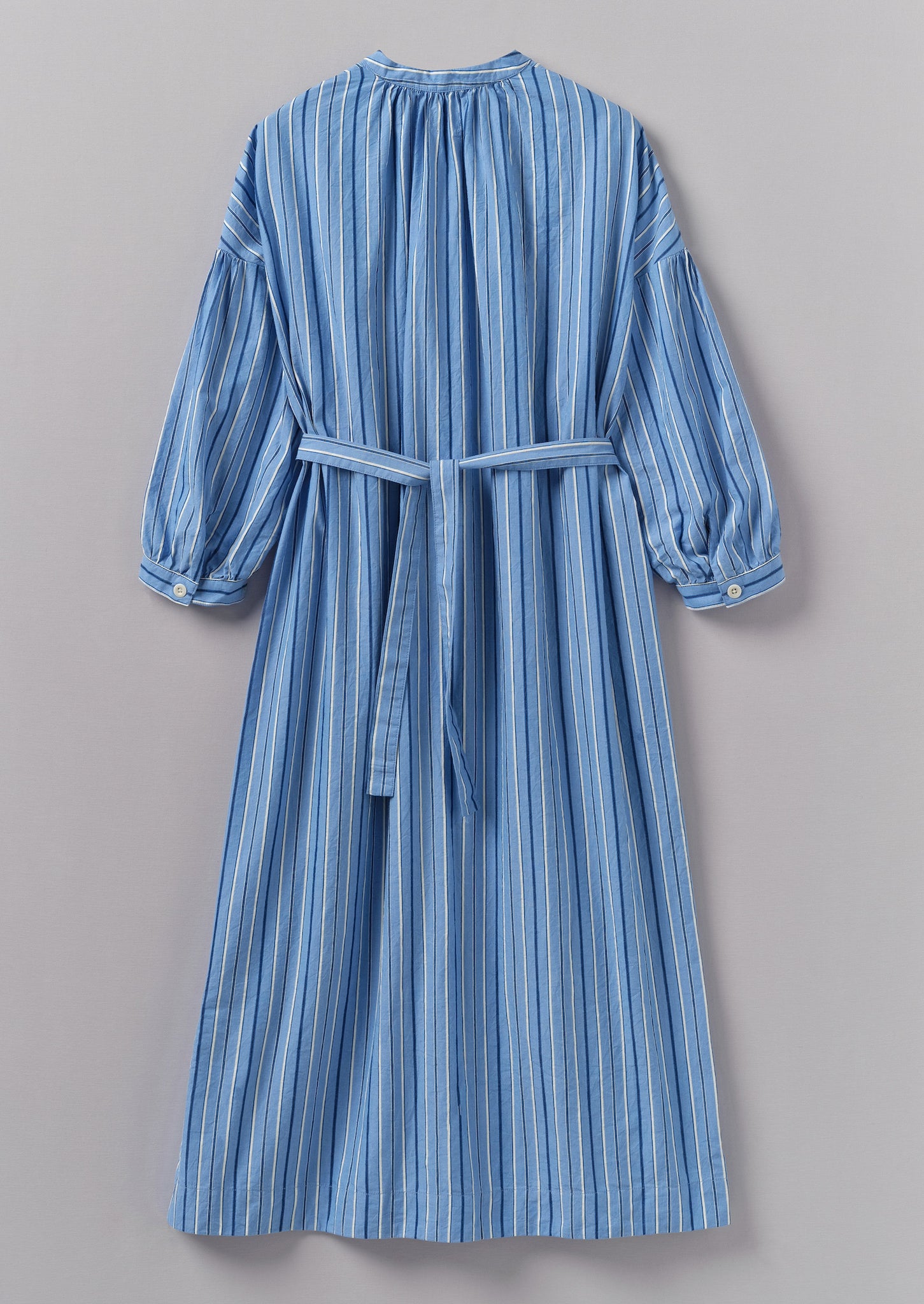 Stripe Poplin Gathered Dress | Sodalite Blue | TOAST