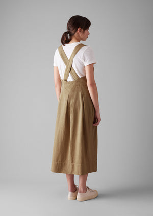 Cotton Linen Twill Pinafore Dress | Ash Brown