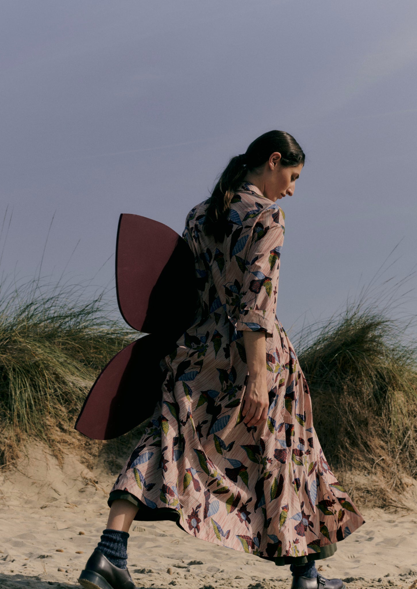 Pleated Floating Print Shirt Dress | Spring Green