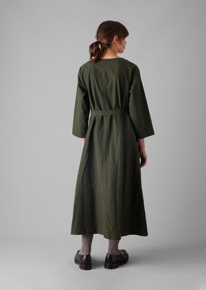 Buttoned Organic Cotton Dress | Duffle Green