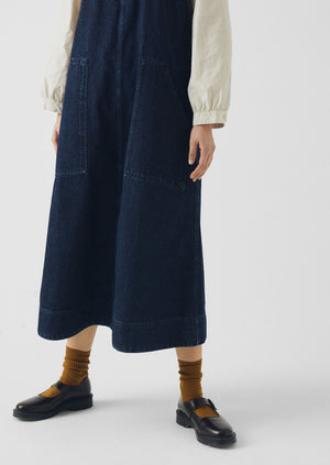 Patch Pocket Denim Dungaree Dress | Indigo