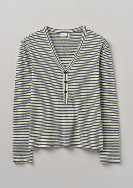 Lucky Brand 157979 Women's Stripe Swing Linen V-Neck Tee Olive Sz. Small