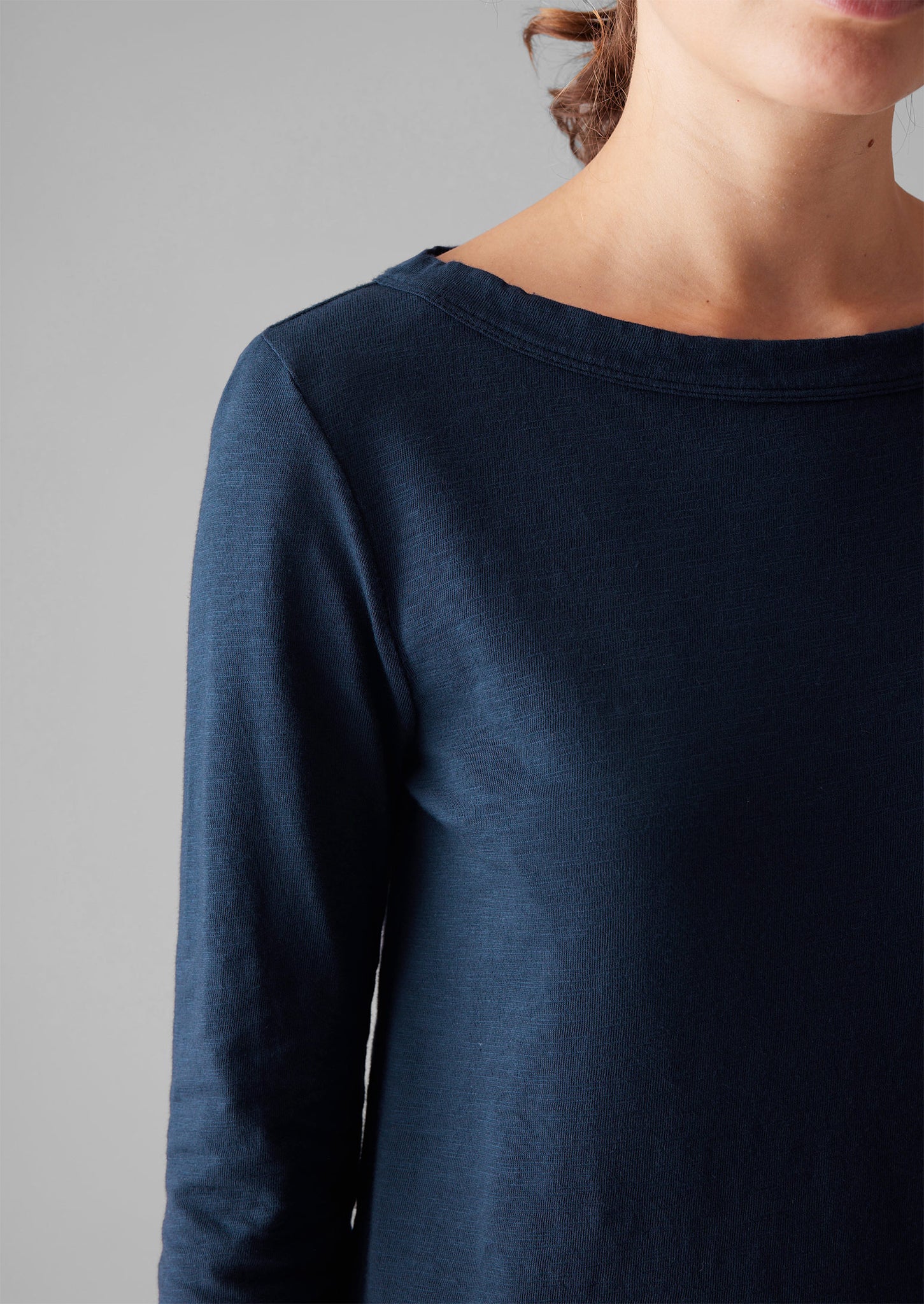 Lia Garment Dyed Boat Neck Tee | Dark Navy