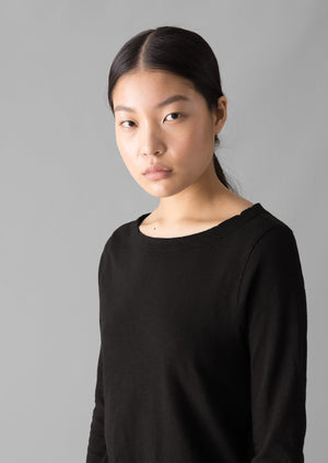 Lia Garment Dyed Boat Neck Tee | Carbon Black