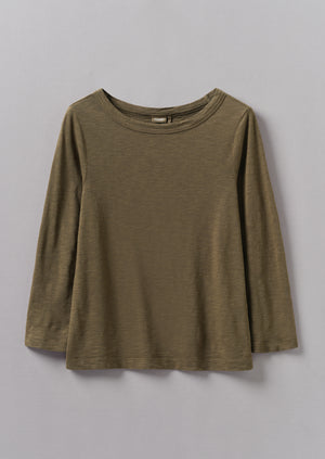 Lia Garment Dyed Boat Neck Tee | Olive