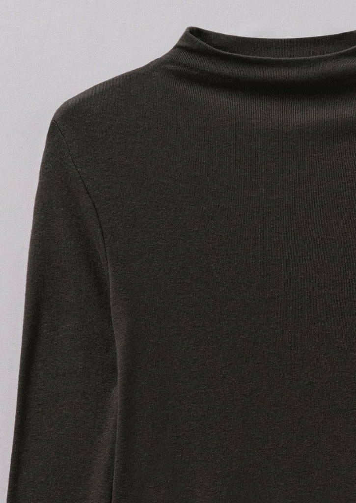 Aster Wool Lyocell High Neck Tee | Black Coffee | TOAST