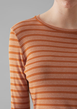 Agnes Stripe Wool Lyocell Tee | Bauxite Orange/Mauve