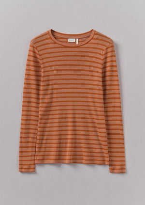 Agnes Stripe Wool Lyocell Tee | Bauxite Orange/Mauve