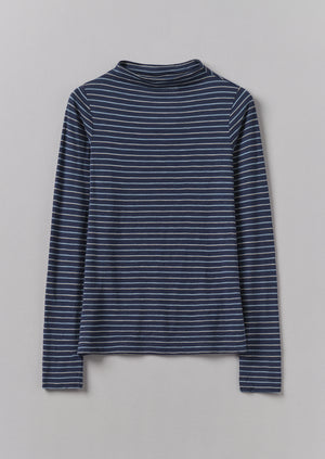 Light Stripe Cotton Slub Tee | Nile Blue