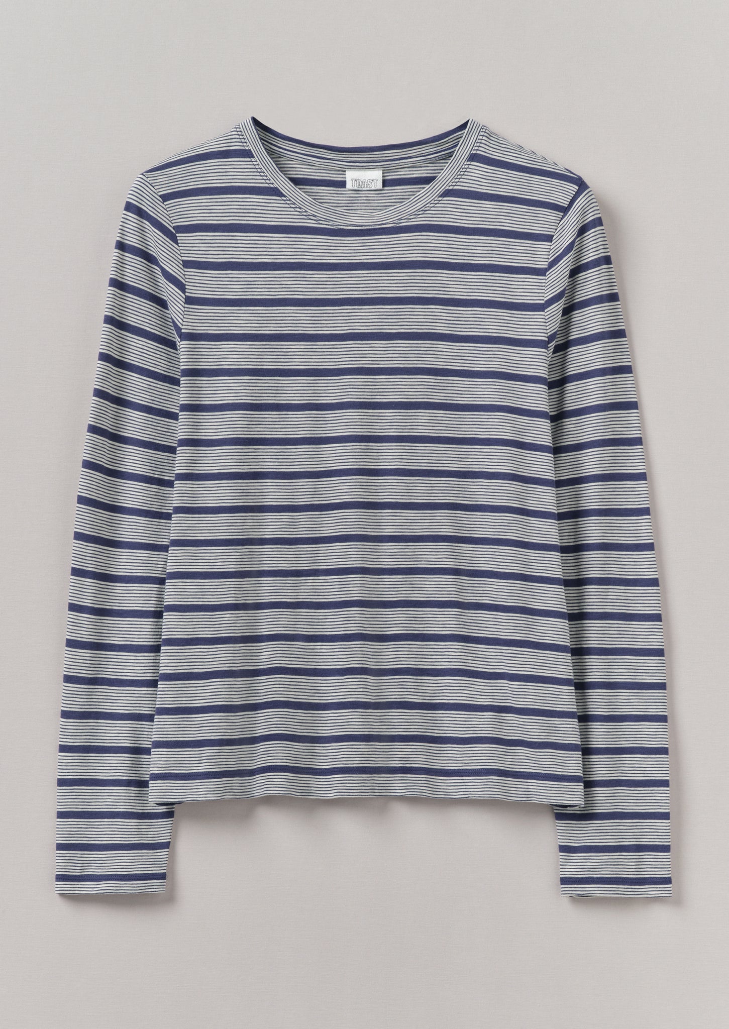 Stripe Crew Neck Tee | Ecru/Royal Blue