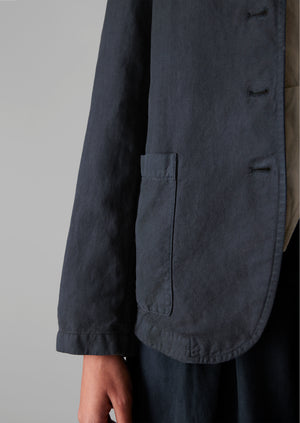 Garment Dyed Cotton Linen Neat Jacket | Slate