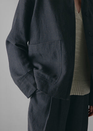 Grid Check Cotton Linen Jacket | North Sea