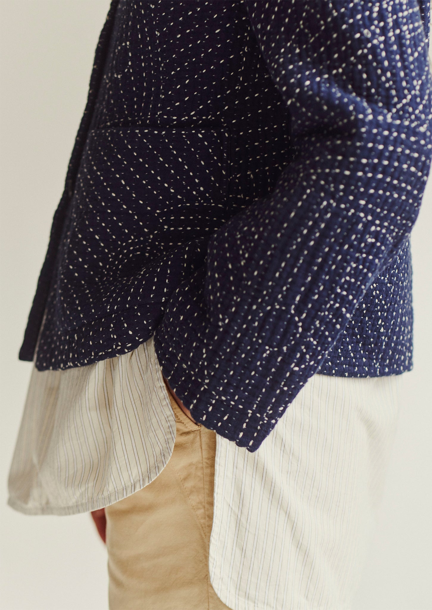 Hand Embroidered Kantha Jacket | Indigo