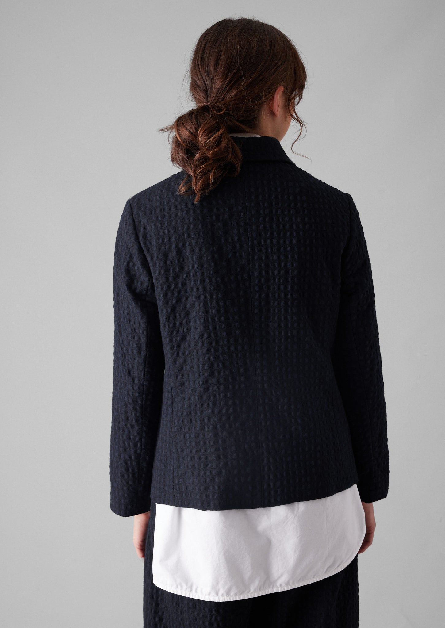 Cotton Wool Herringbone Jacket | Navy