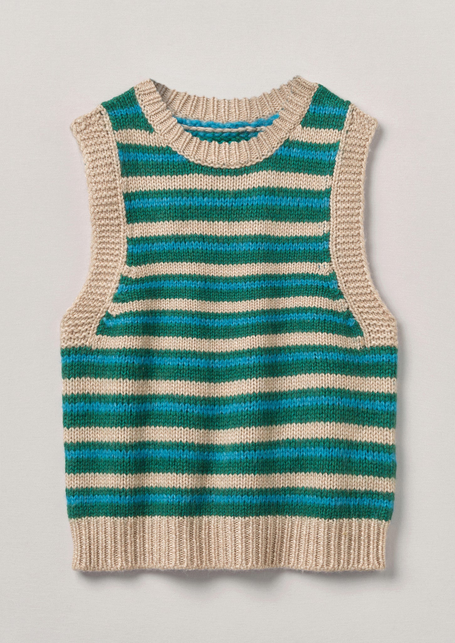 Stripe Cotton Merino Knitted Tank | Green Multi | TOAST