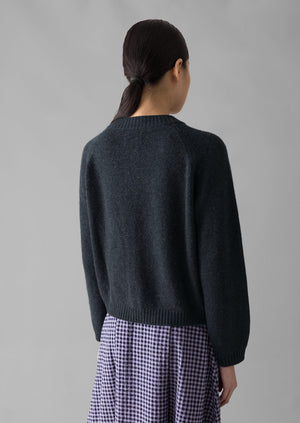 Eden Wool Cashmere Raglan Cardigan | Charcoal