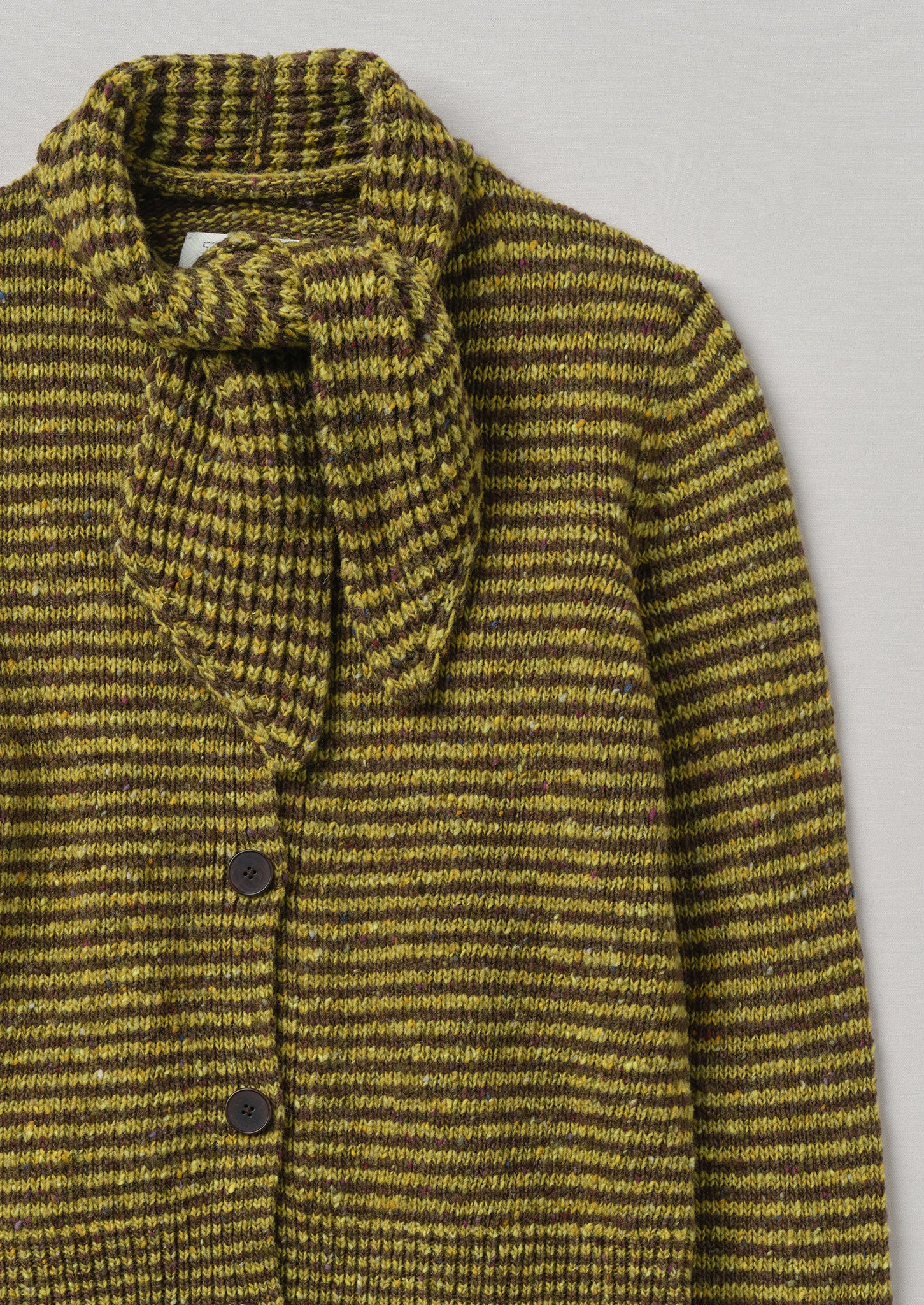 Tie Neck Stripe Donegal Cardigan | Green Multi | TOAST