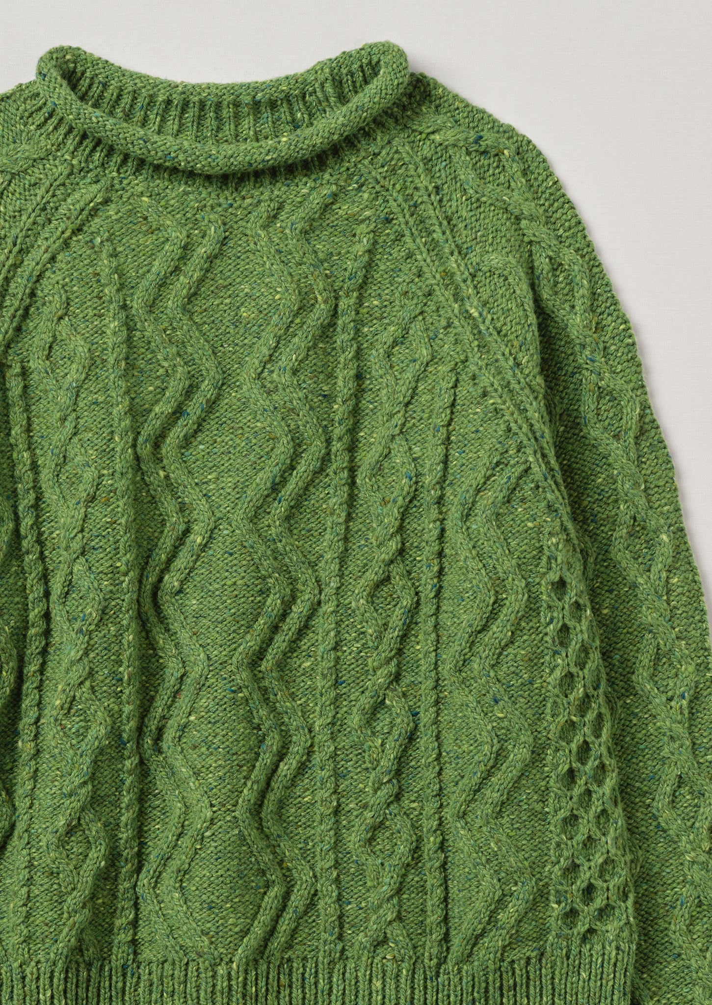 Donegal Wool Cable Sweater, Apple Green