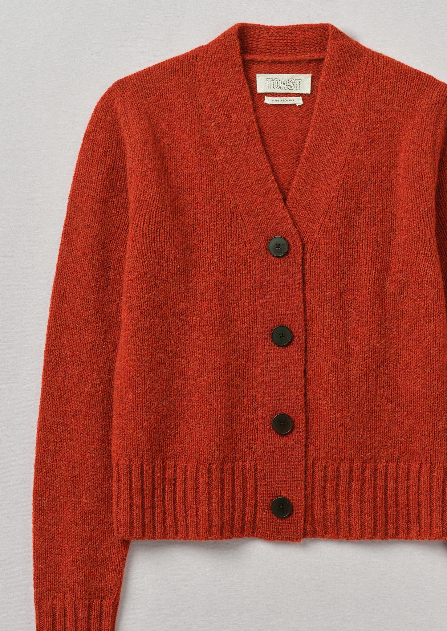 V-Neck Wool Neat Cardigan | Harissa | TOAST