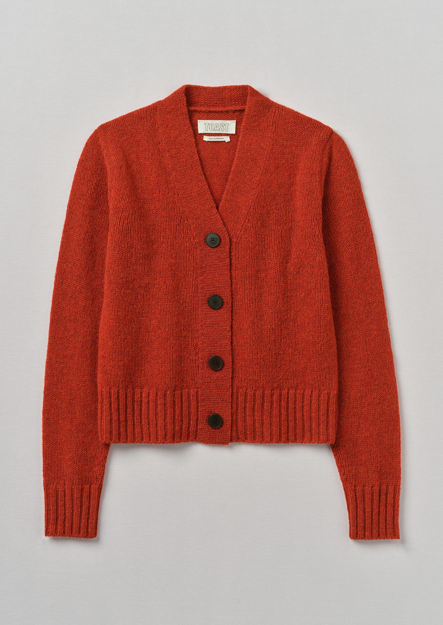 V-Neck Wool Neat Cardigan | Harissa | TOAST