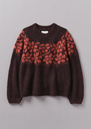 Trailing Floral Alpaca Blend Sweater, Plum/Orange