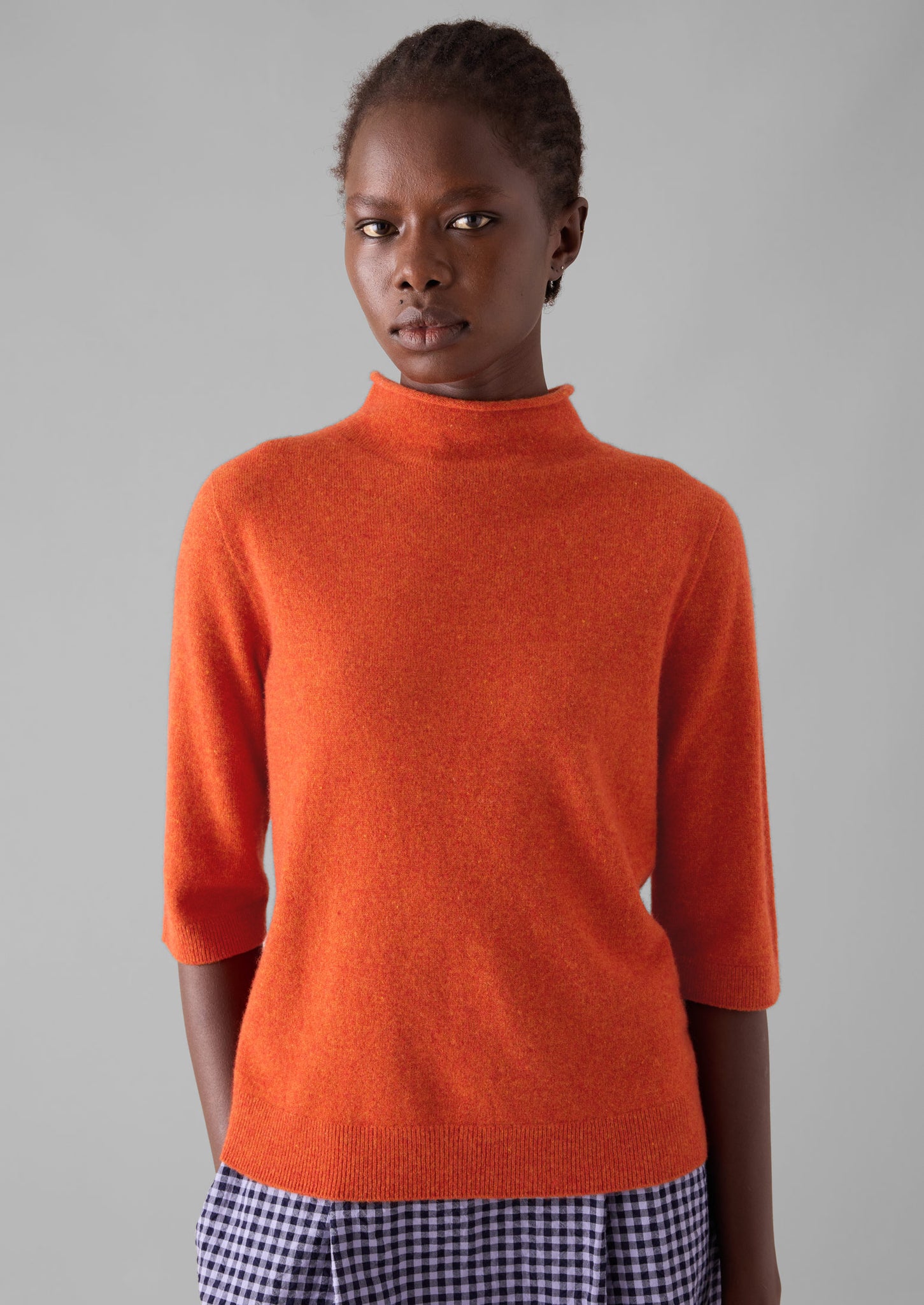 Fine Wool Cashmere Half Sleeve Sweater Burnt Ember TOAST