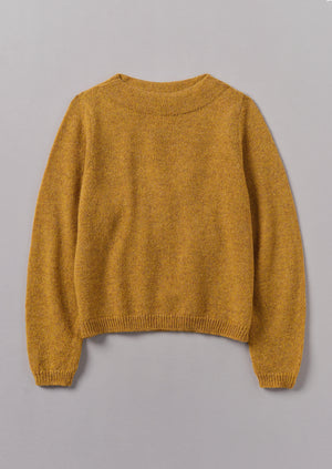 Boat Neck Wool Sweater | Mustard Marl