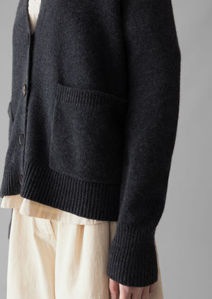 Ffion Wool Cashmere Boxy Cardigan | Charcoal