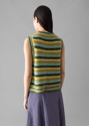 Brushed Alpaca Blend Stripe Tank | Olive Multi