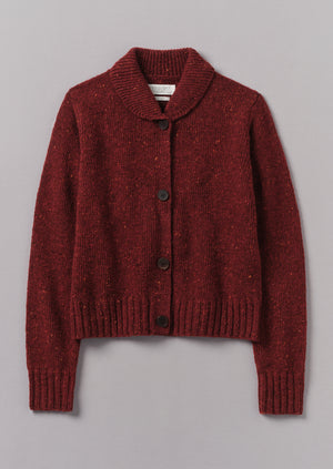 Donegal Wool Round Collar Cardigan | Russet