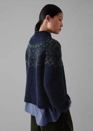 Graphic Yoke Sweater | Navy/Green