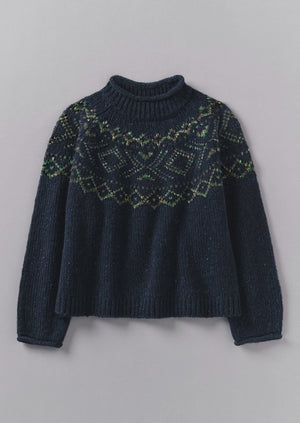 Graphic Yoke Sweater | Navy/Green