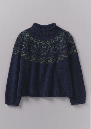 Graphic Yoke Sweater | Navy/Green