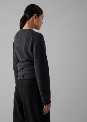 V-Neck Wool Wrap Cardigan | Charcoal