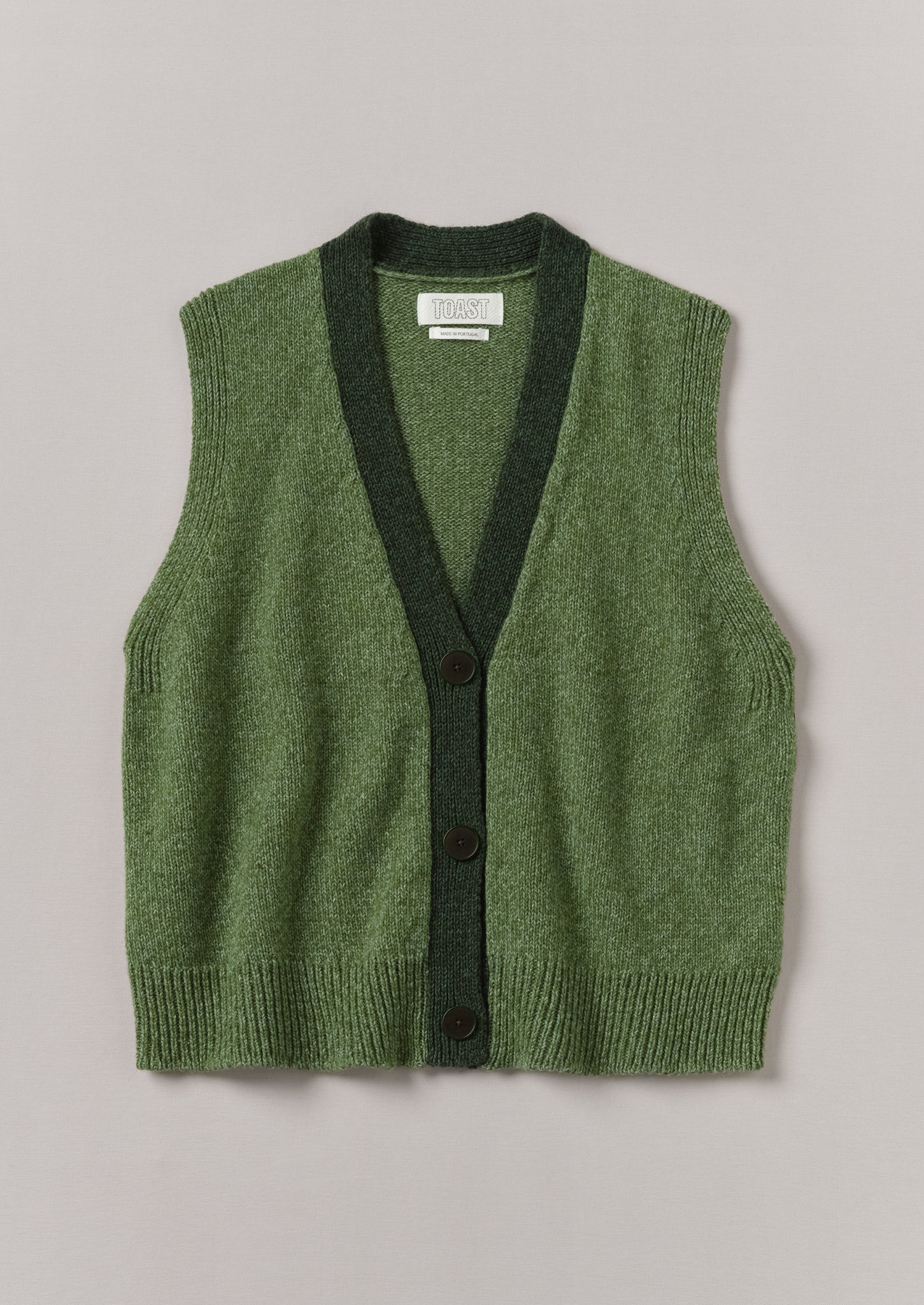 V-Neck Marled Wool Cotton Tank | Leaf Green/Forest