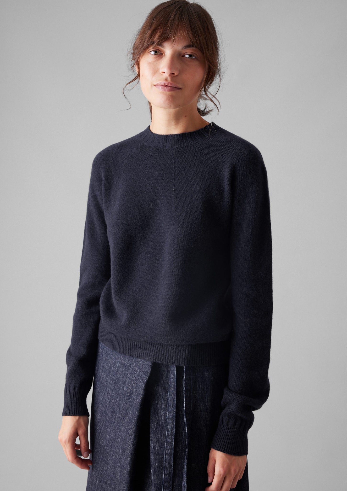 Wool Cashmere Crew Neck Sweater | Dark Navy