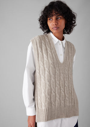 Moss Stitch Cable Tank | Ecru