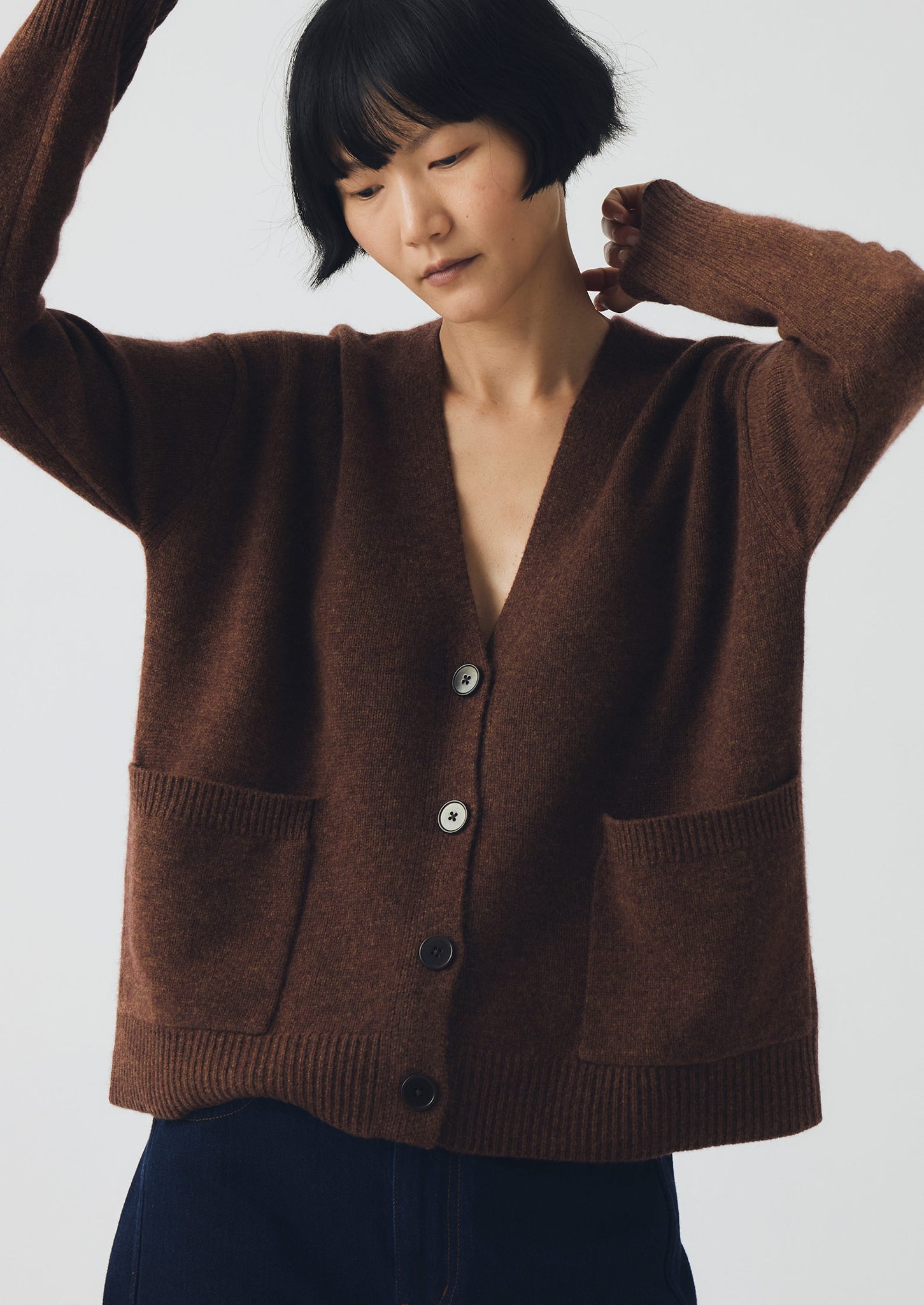 Ffion Wool Cashmere Boxy Cardigan | Pecan