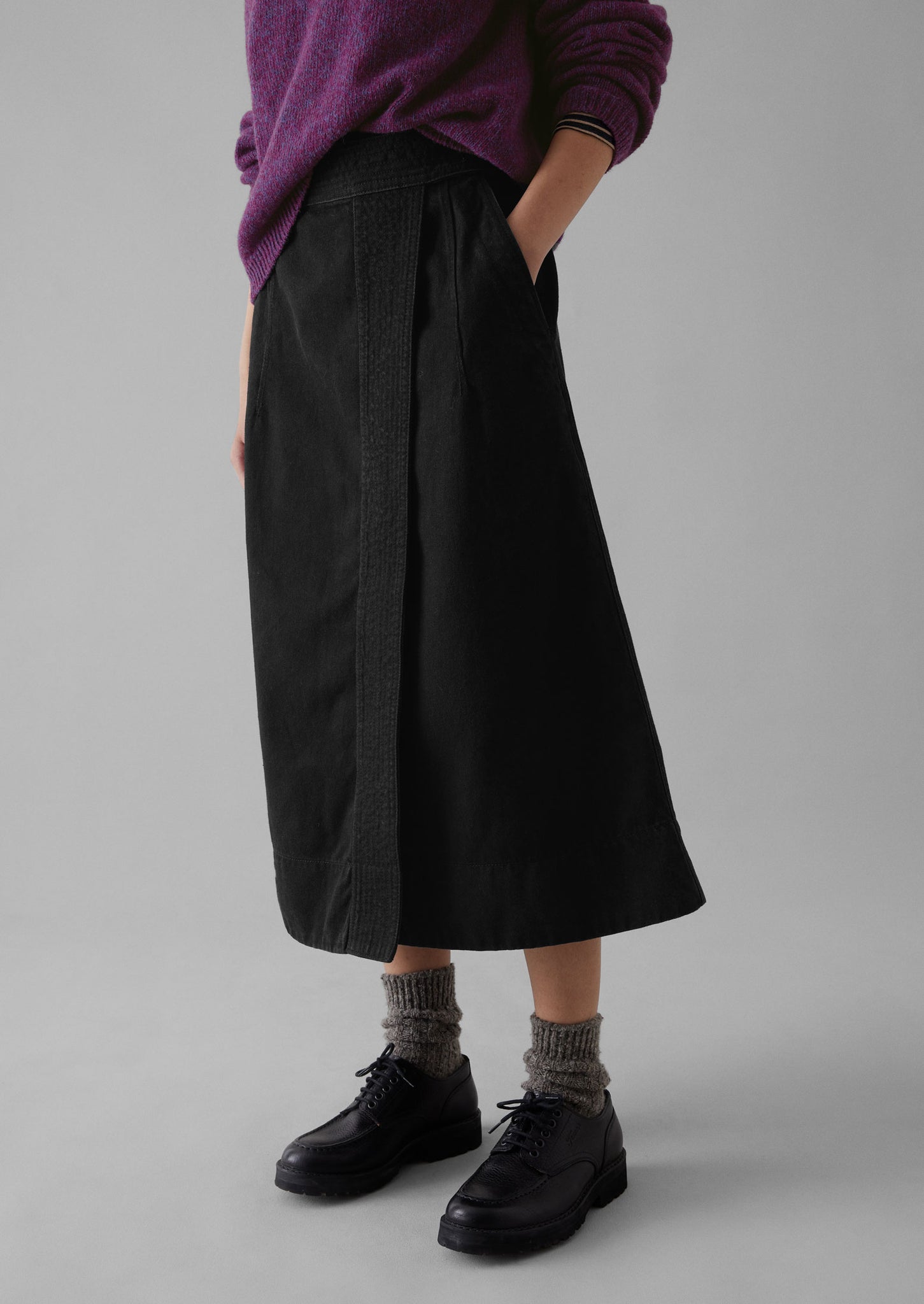 Denim Wrap Skirt Black TOAST