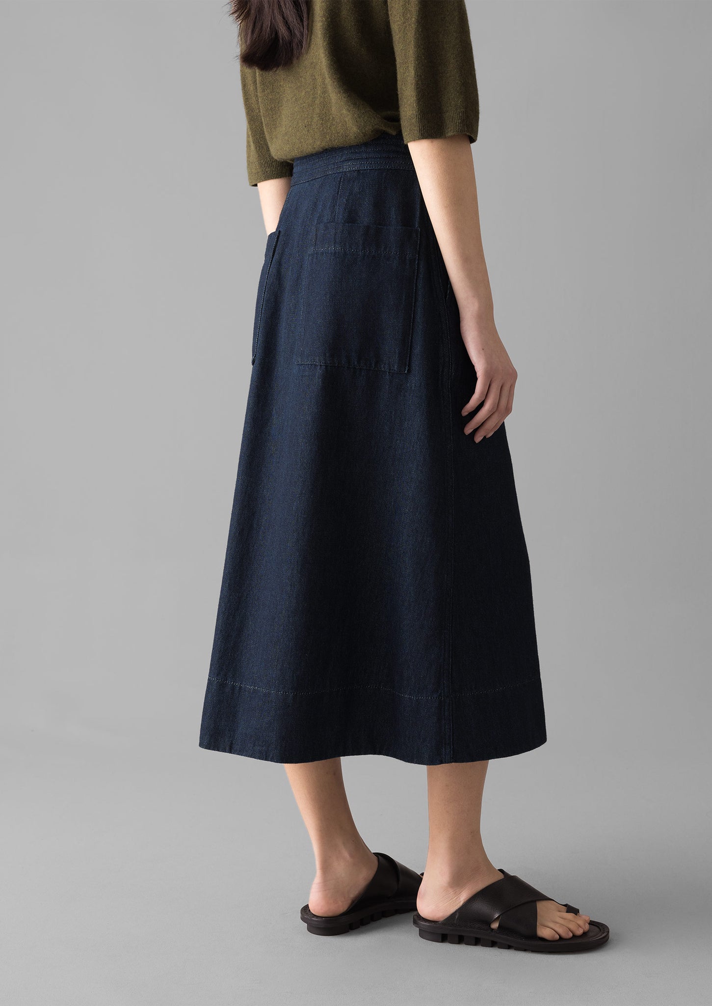 Cotton Hemp Denim Wrap Skirt | Indigo