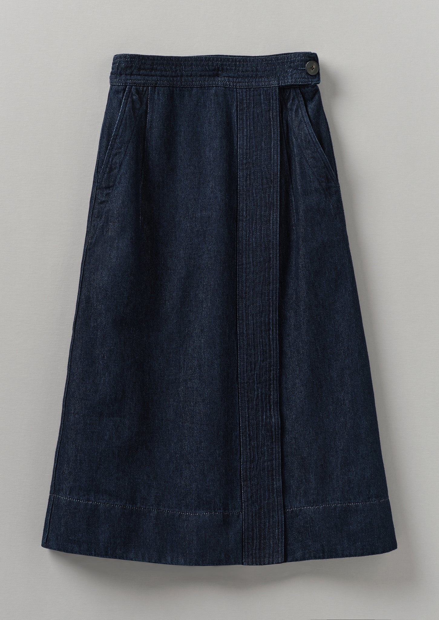 Cotton Hemp Denim Wrap Skirt Indigo