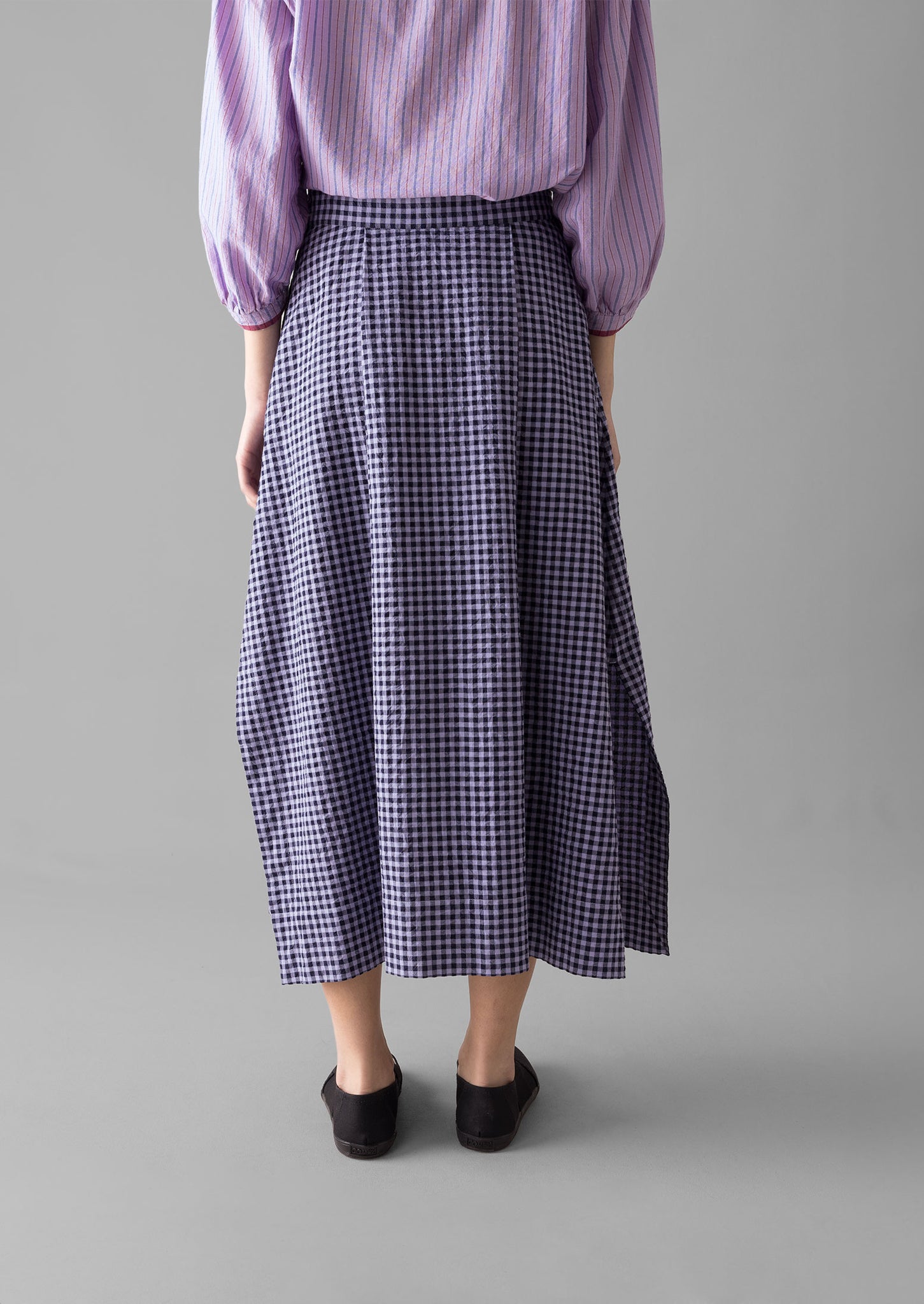 Cotton Gingham Seersucker Skirt | Lilac | TOAST