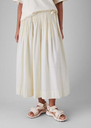 Pleated Cotton Linen Skirt | Ecru