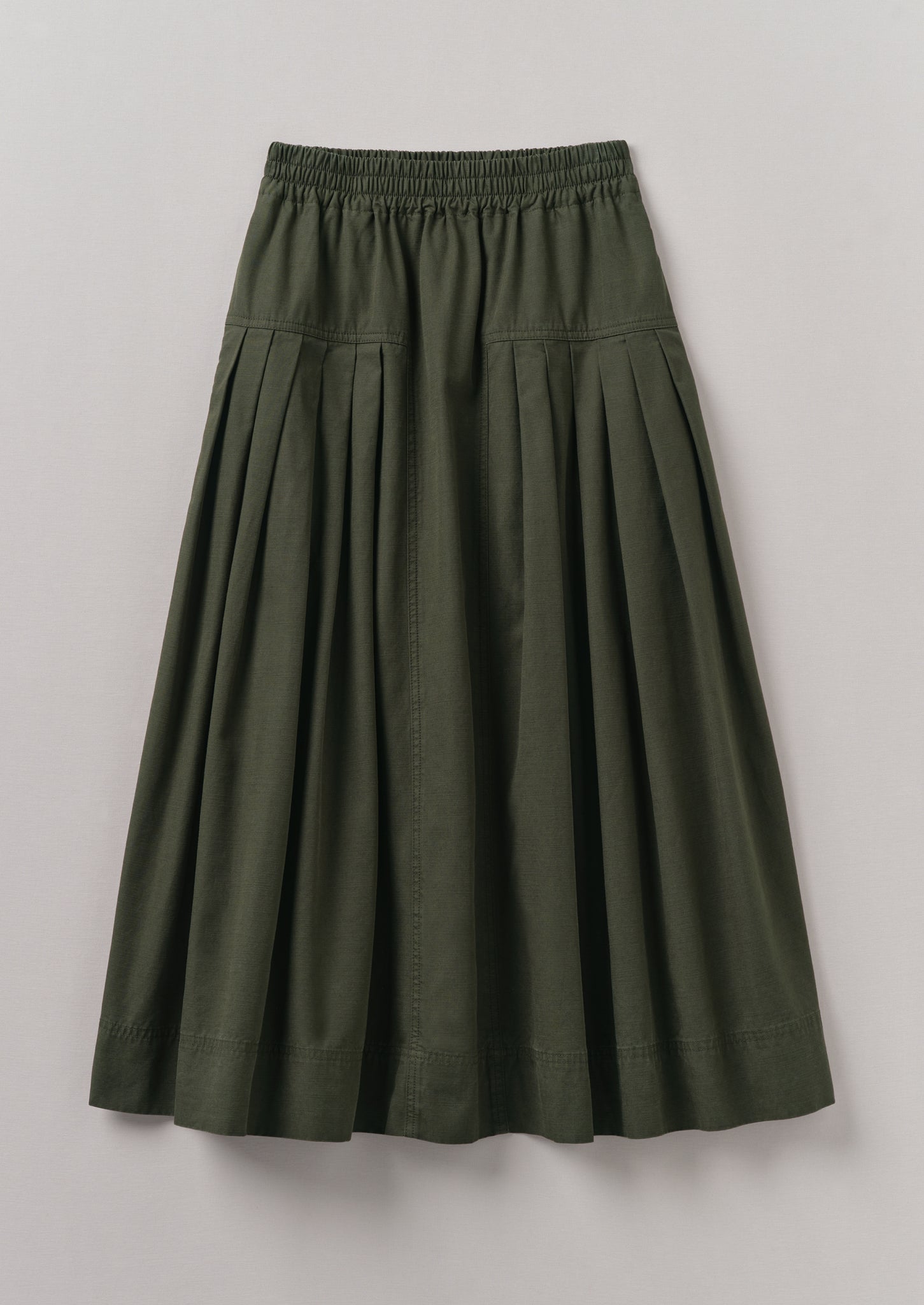 Pleated Organic Cotton Skirt | Duffle Green