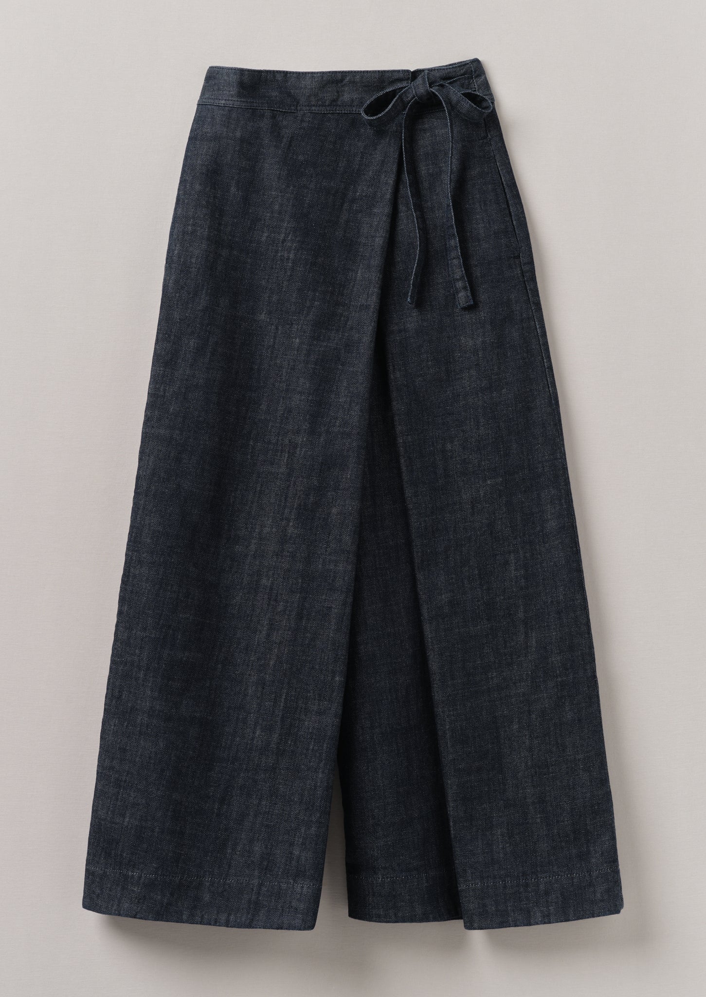 Pleated Wrap Denim Culottes | Indigo